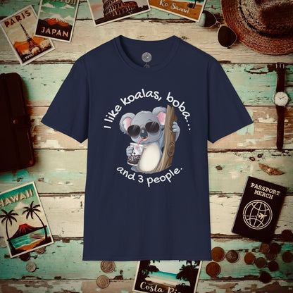 I like koalas, boba, and 3 people Australia T-Shirt Navy / S