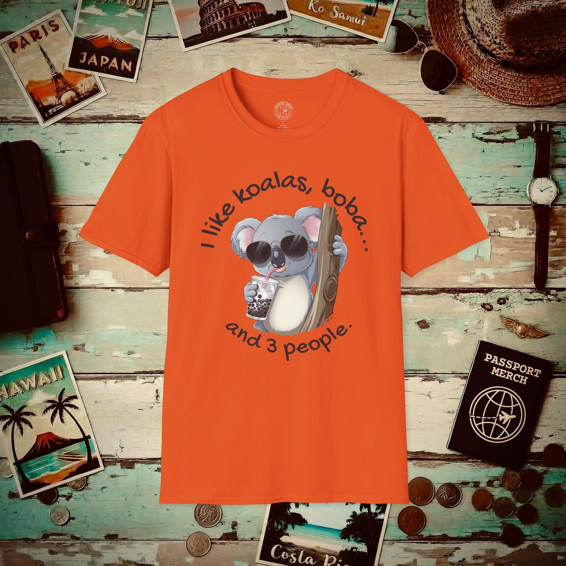 I like koalas, boba, and 3 people Australia T-Shirt Orange / S