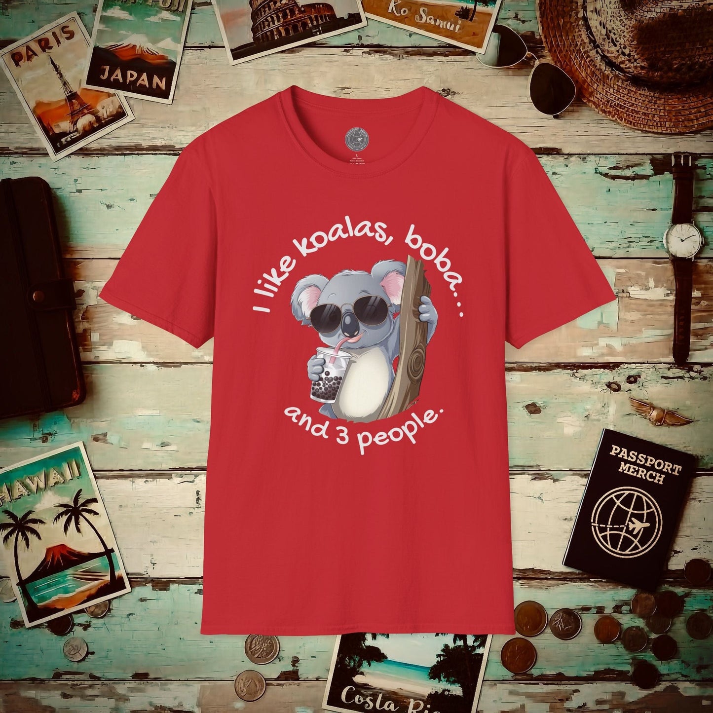 I like koalas, boba, and 3 people Australia T-Shirt Red / S