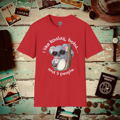 I like koalas, boba, and 3 people Australia T-Shirt Red / S
