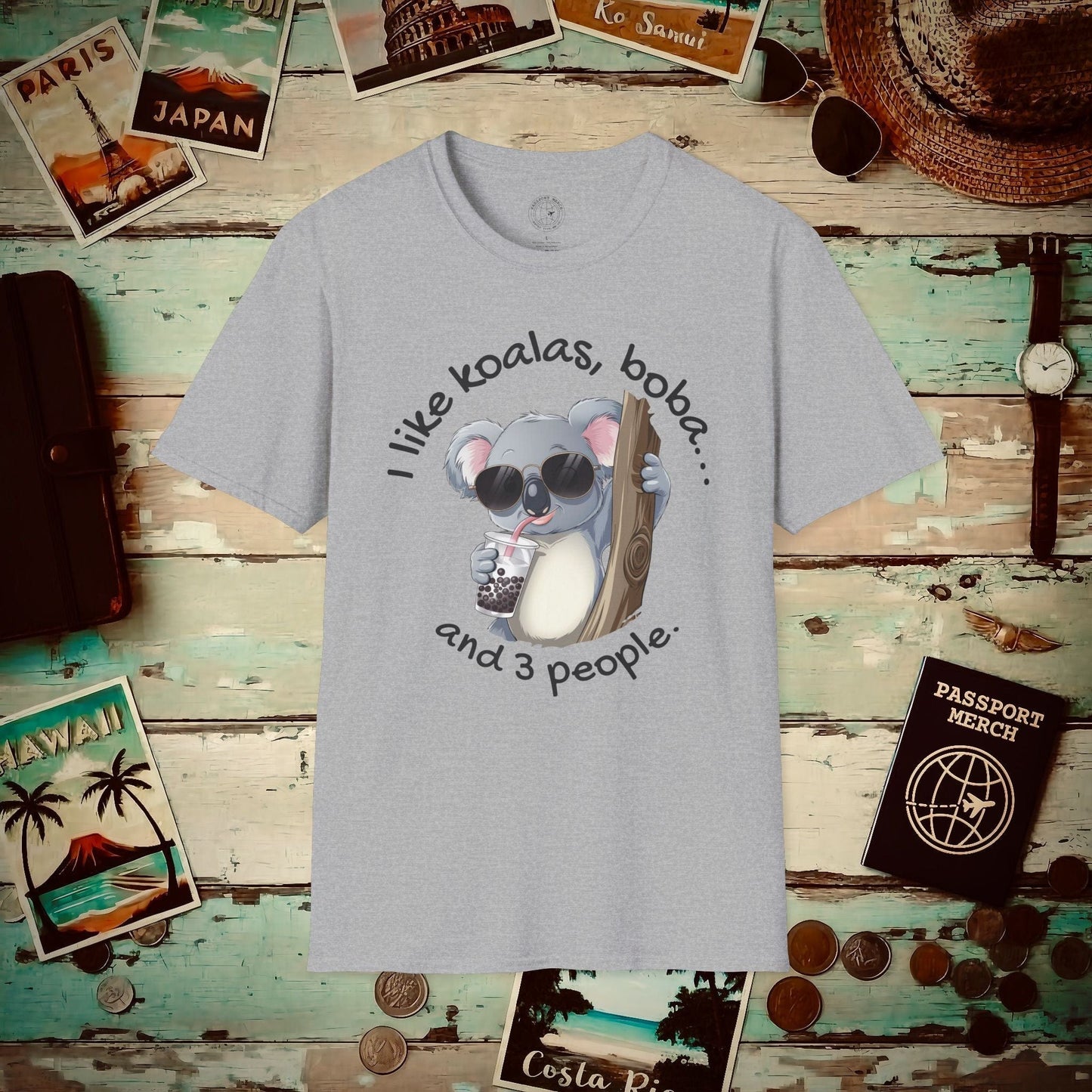I like koalas, boba, and 3 people Australia T-Shirt Sport Grey / S
