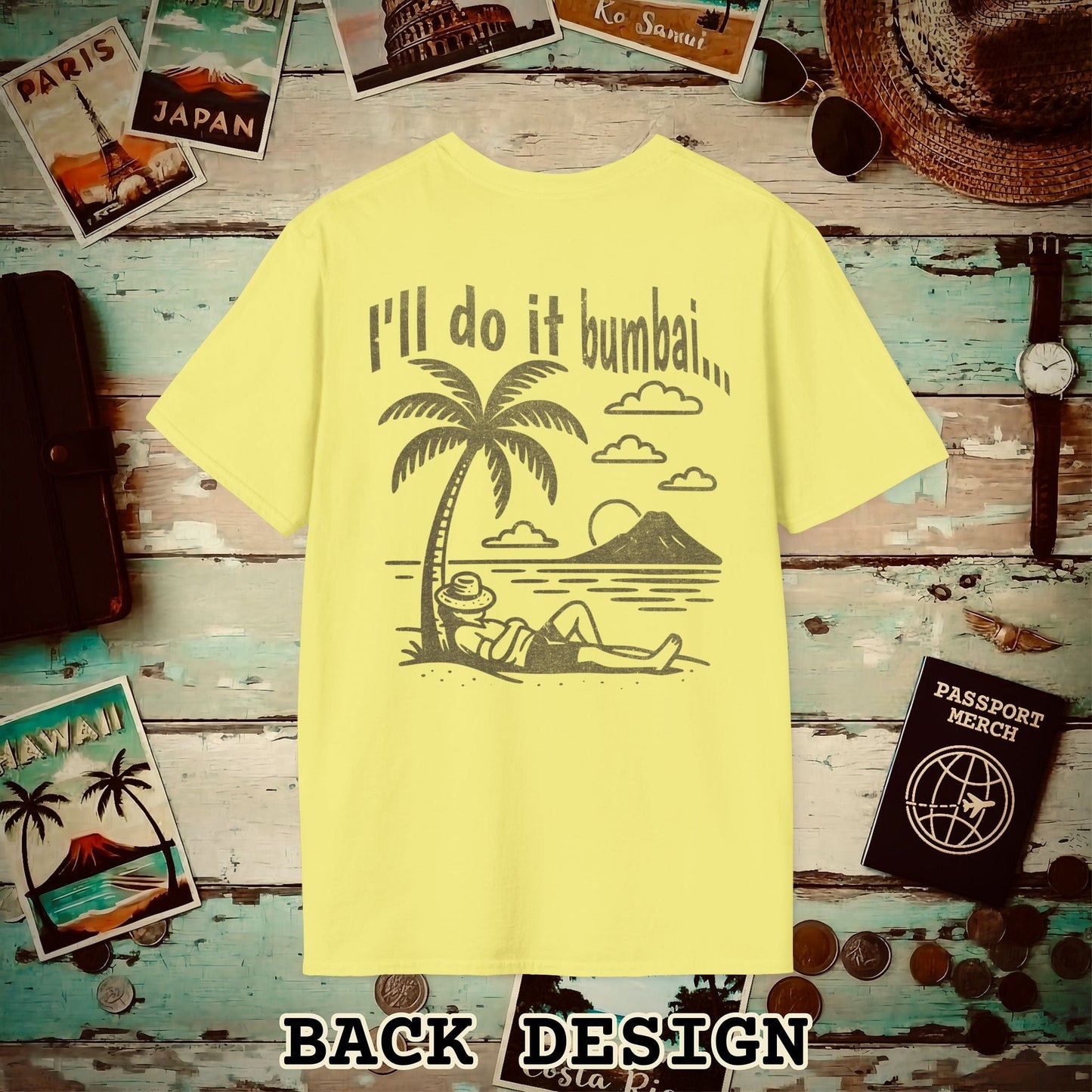 I'll do it bumbai, Hawaii Back Print T-Shirt Cornsilk / S