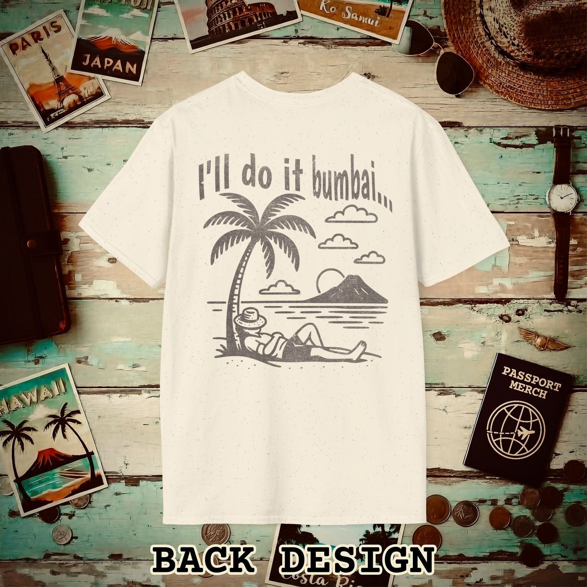 I'll do it bumbai, Hawaii Back Print T-Shirt Natural / S