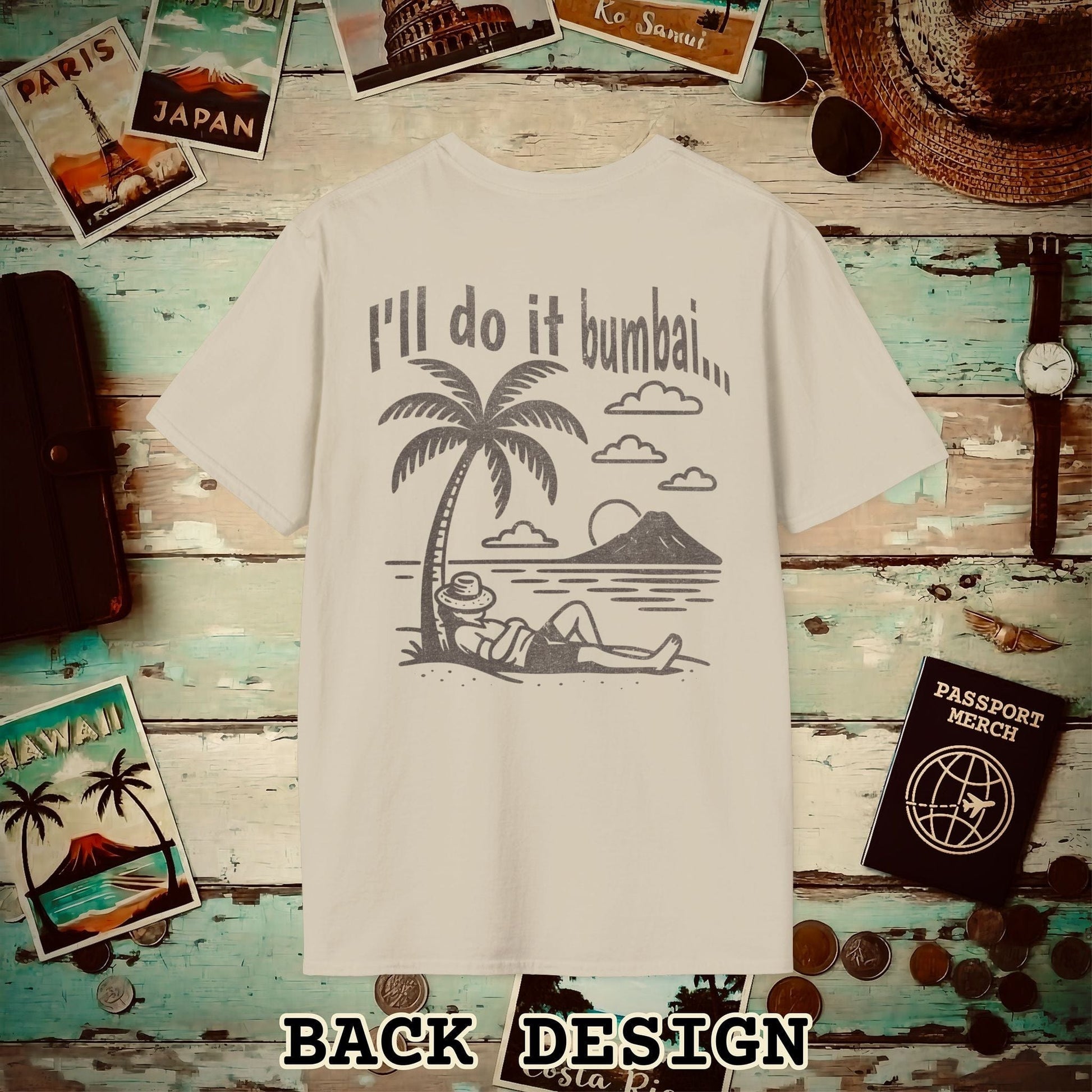 I'll do it bumbai, Hawaii Back Print T-Shirt Sand / S