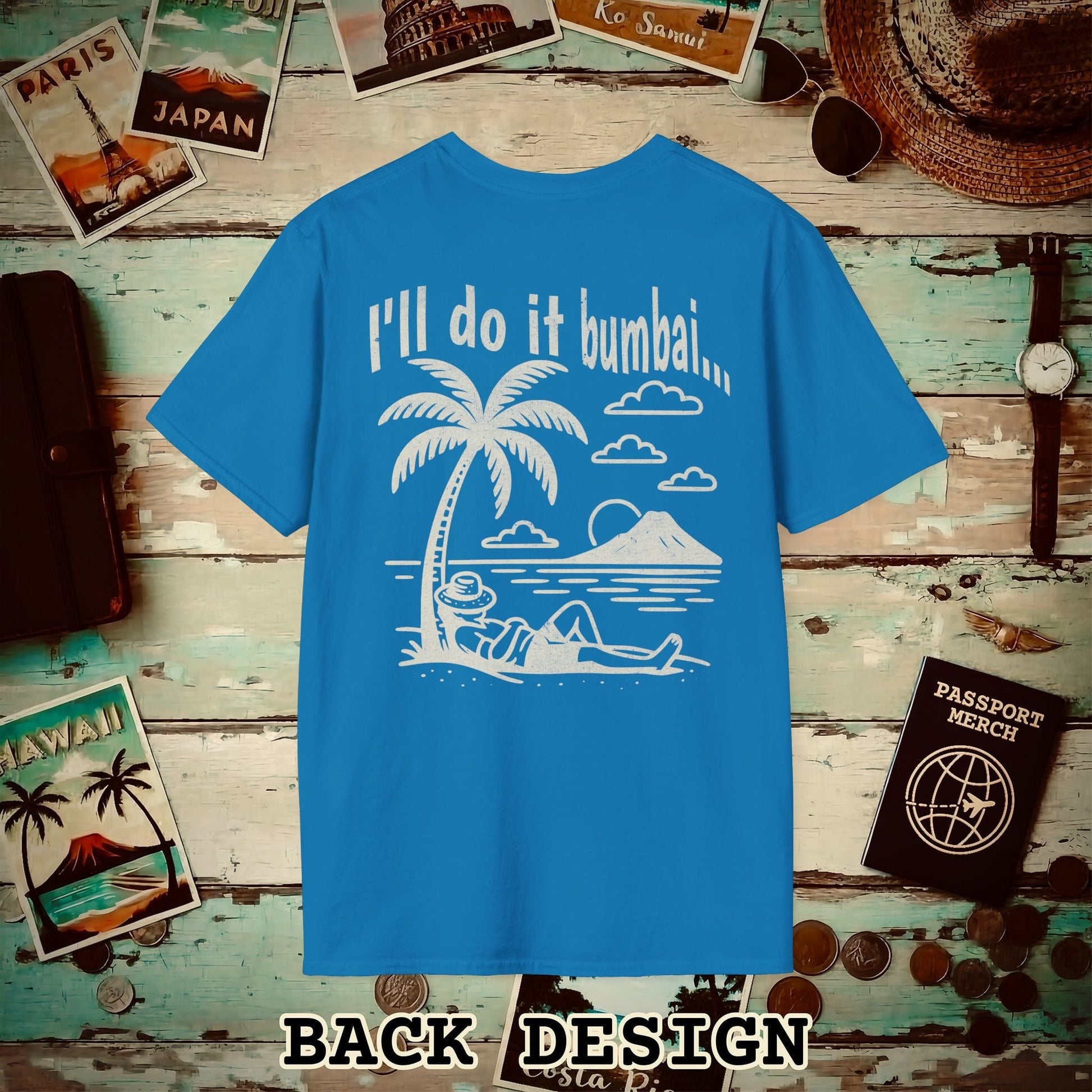 I'll do it bumbai, Hawaii Back Print T-Shirt Sapphire / S