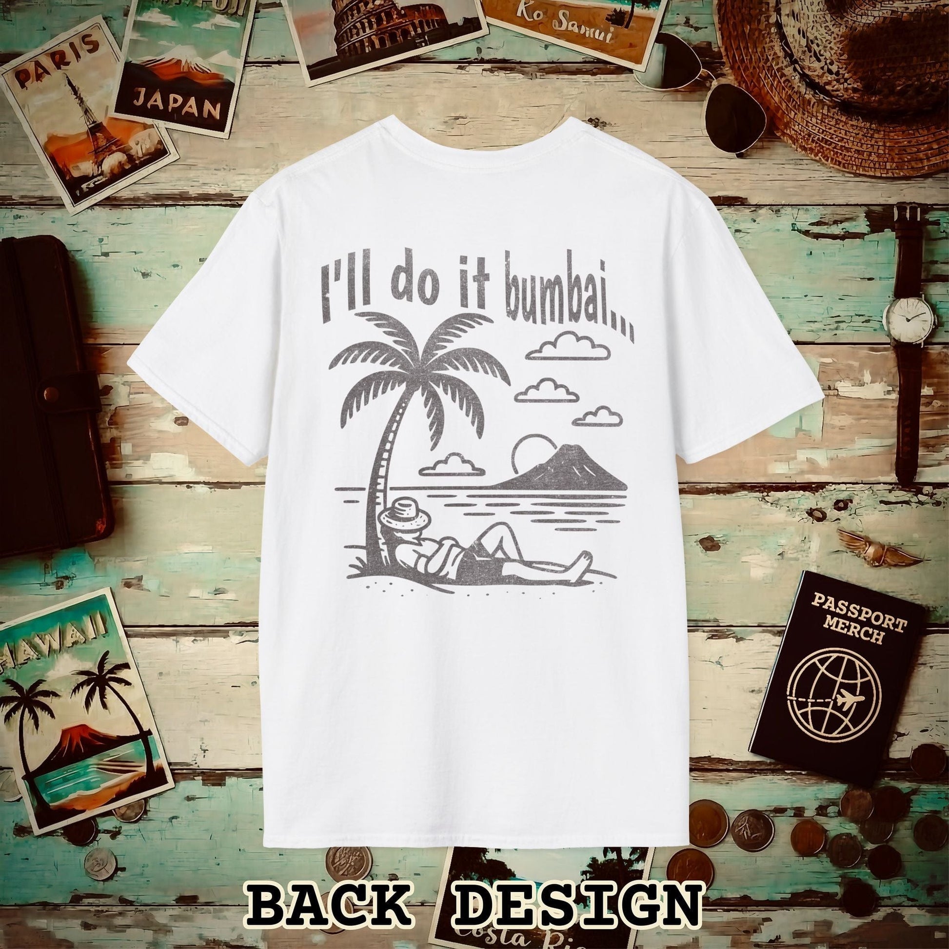 I'll do it bumbai, Hawaii Back Print T-Shirt White / S