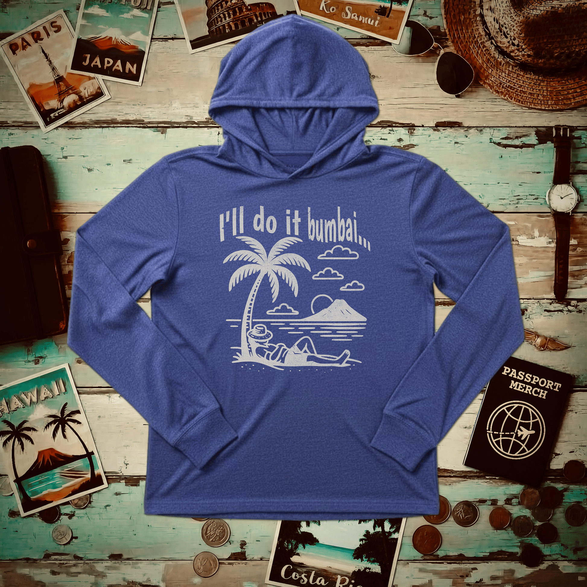I'll do it bumbai, Hawaii Hooded Long Sleeve Heather True Royal / XS