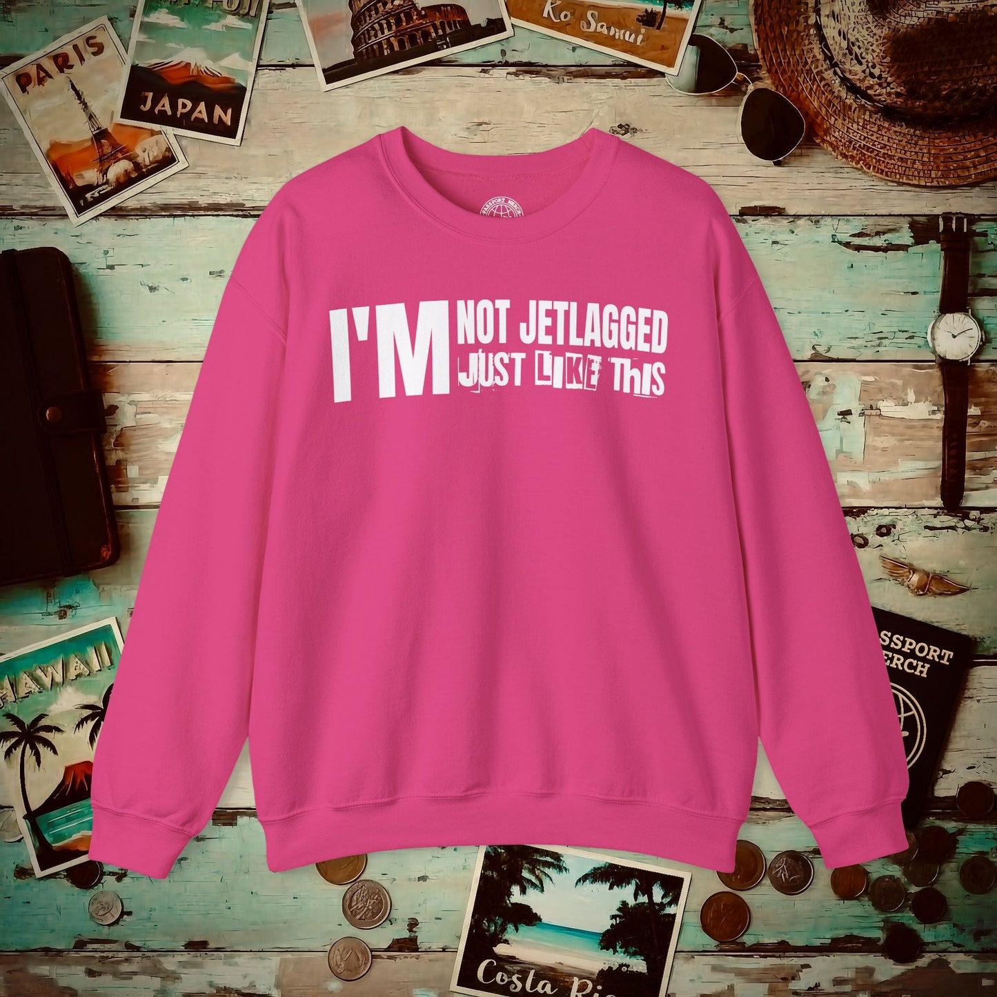 I'm Not Jetlagged Crewneck Heliconia / S
