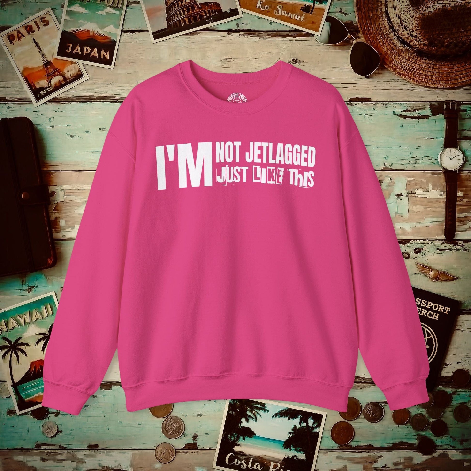 I'm Not Jetlagged Crewneck Heliconia / S