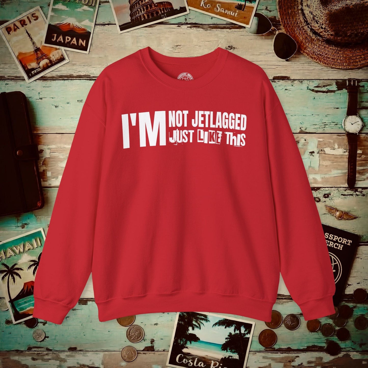 I'm Not Jetlagged Crewneck Red / S