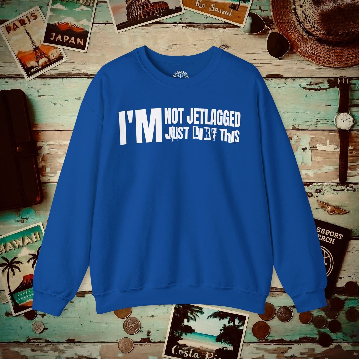 I'm Not Jetlagged Crewneck Royal / S