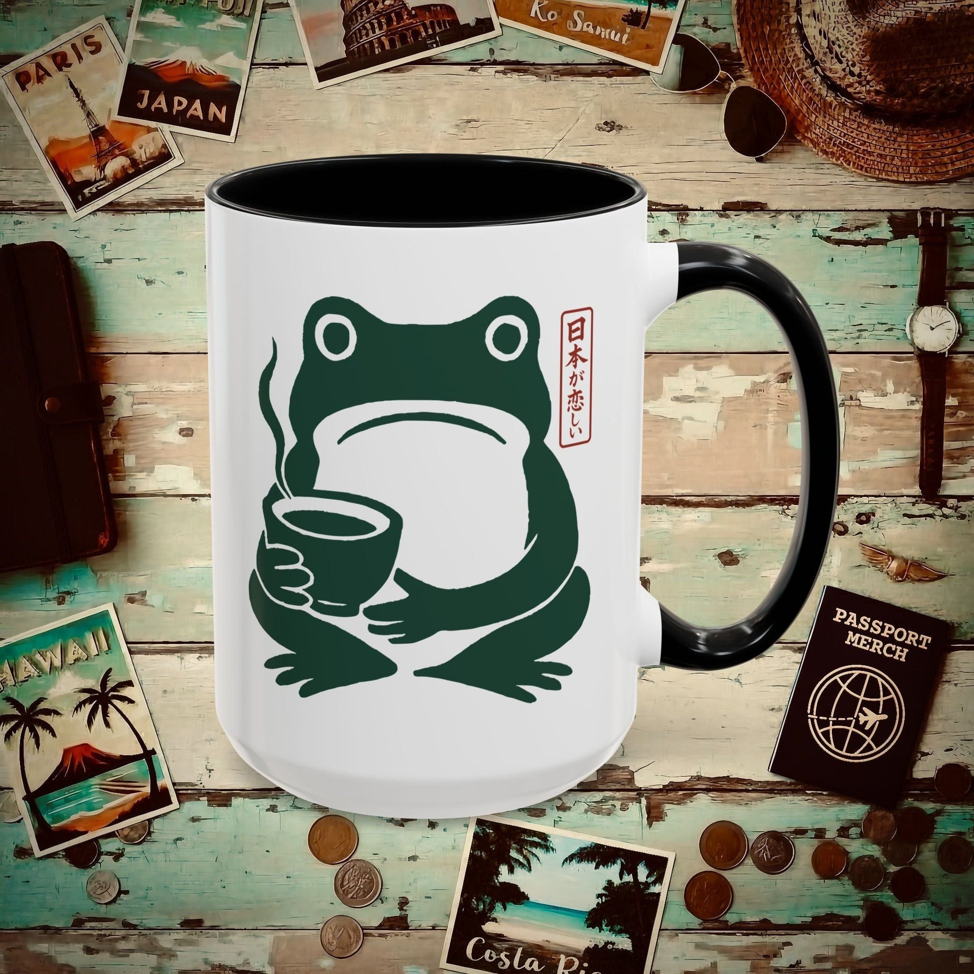 I Miss Japan Frog, Japan 15oz Mug Black / 15oz