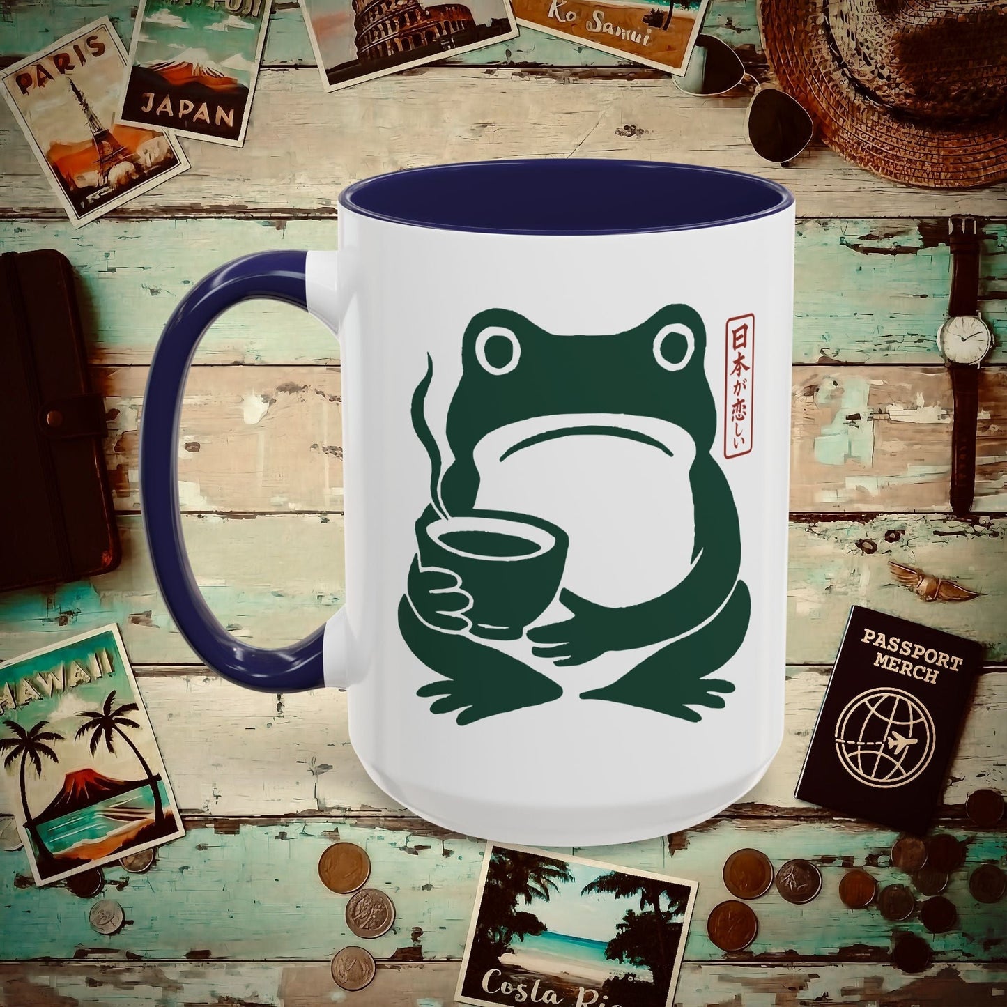 I Miss Japan Frog, Japan 15oz Mug Navy / 15oz