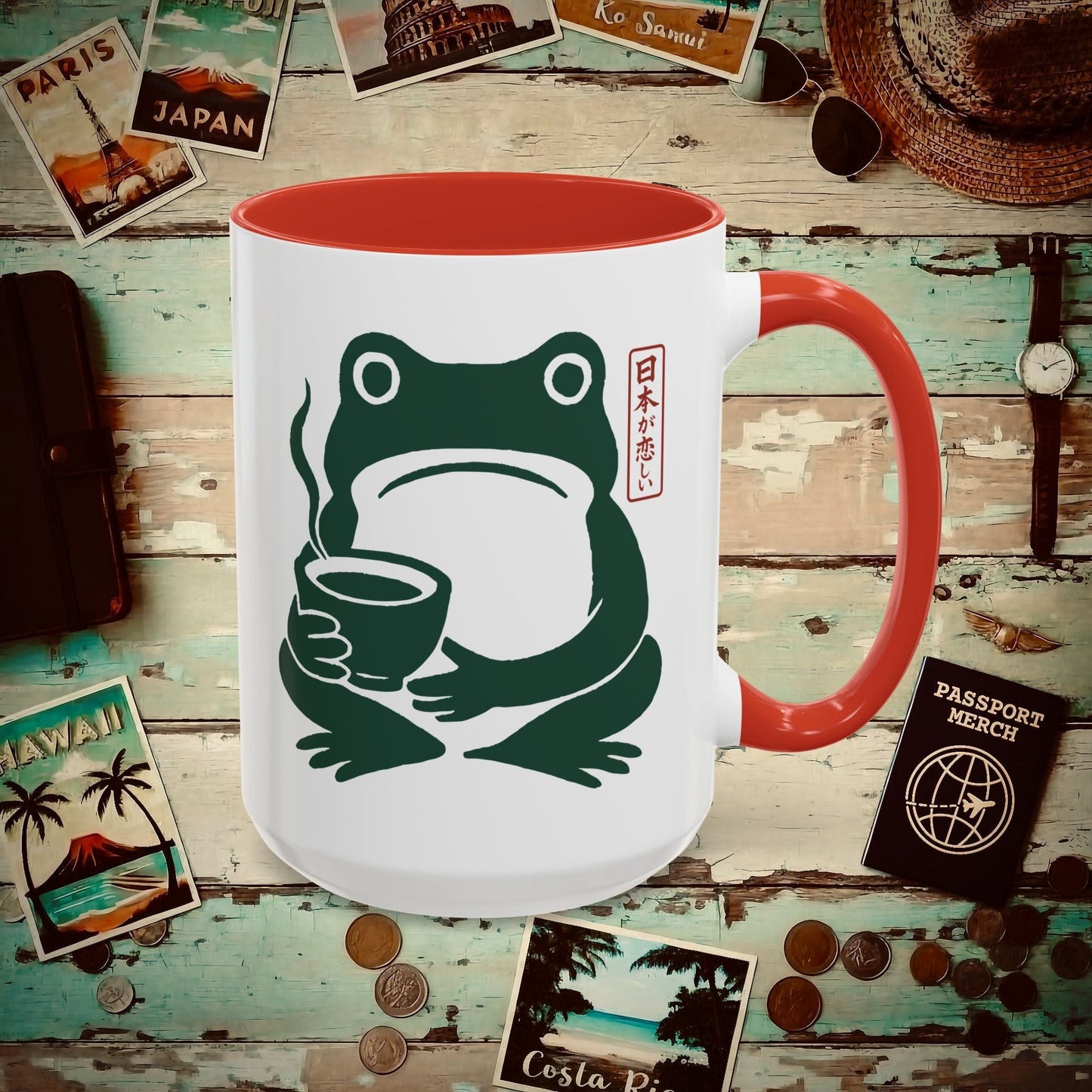 I Miss Japan Frog, Japan 15oz Mug Red / 15oz