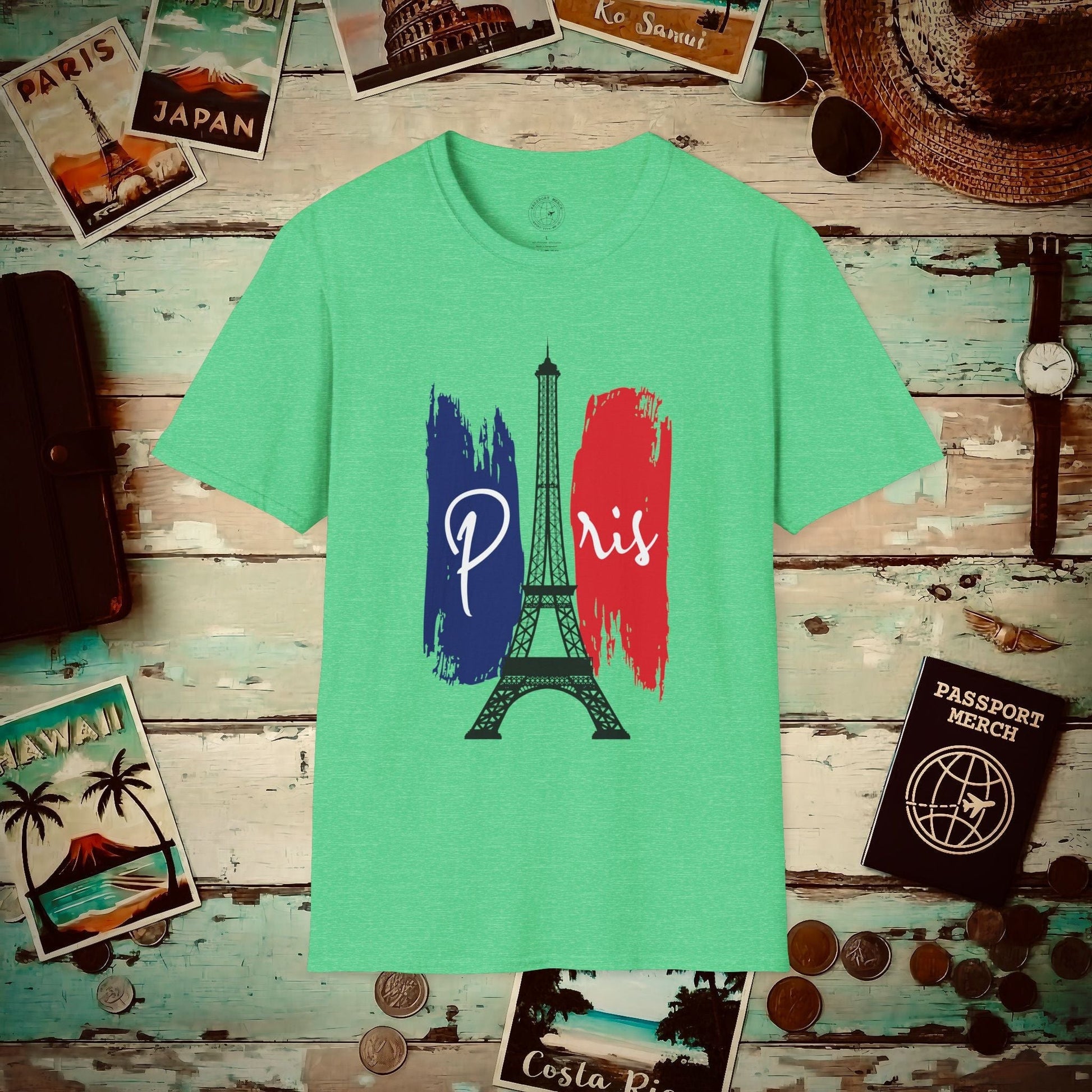 Impressions of Paris France T-Shirt Heather Irish Green / S