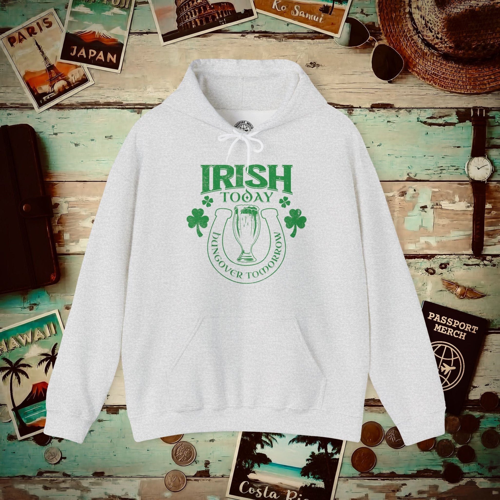 Irish Today Hungover Tomorrow, Ireland Hoodie Ash / S