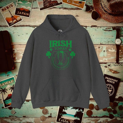 Irish Today Hungover Tomorrow, Ireland Hoodie Dark Heather / S