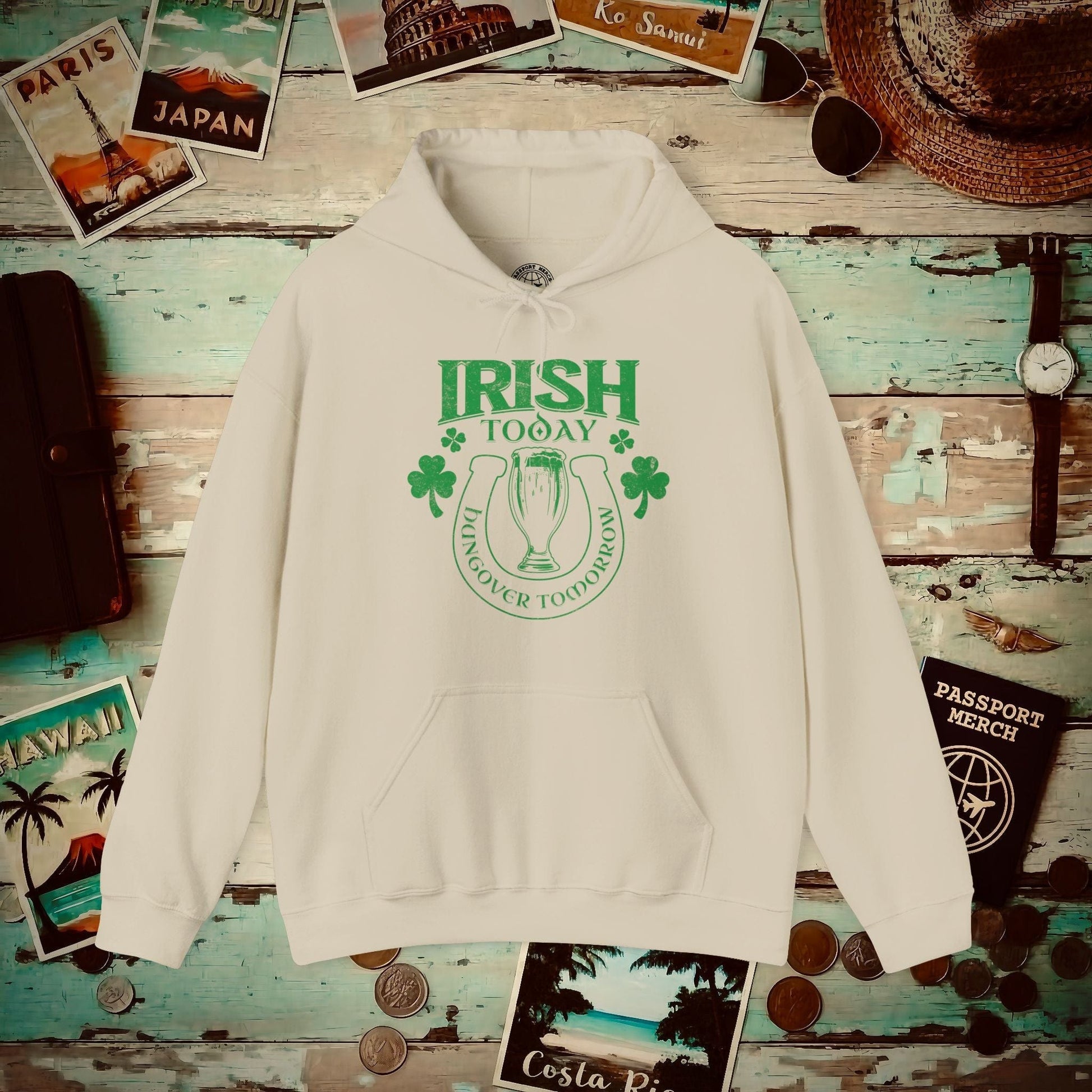 Irish Today Hungover Tomorrow, Ireland Hoodie Sand / S