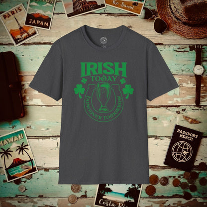 Irish Today Hungover Tomorrow, Ireland T-Shirt Dark Heather / S