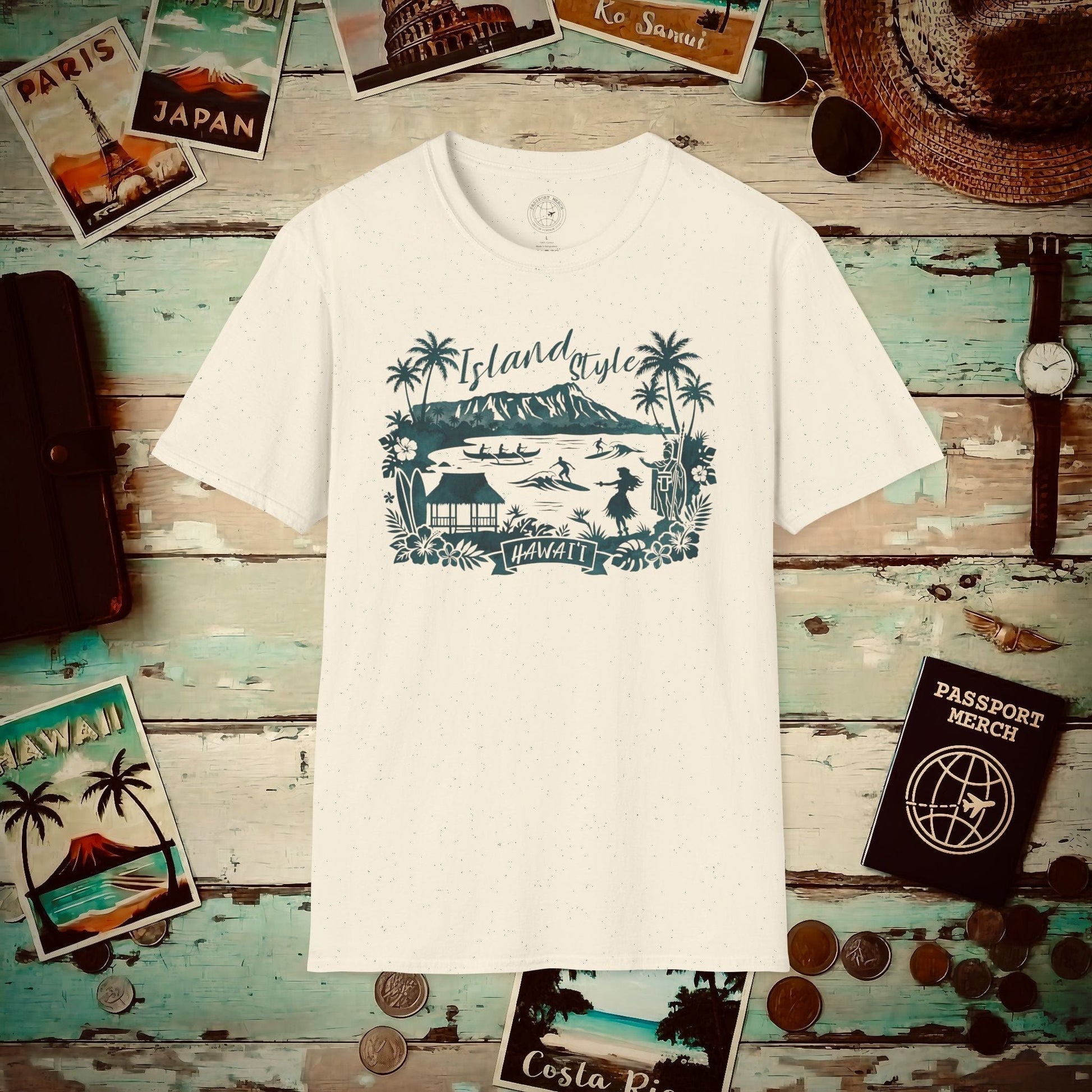 Island Style in Watercolor, Hawaii T-Shirt Natural / S