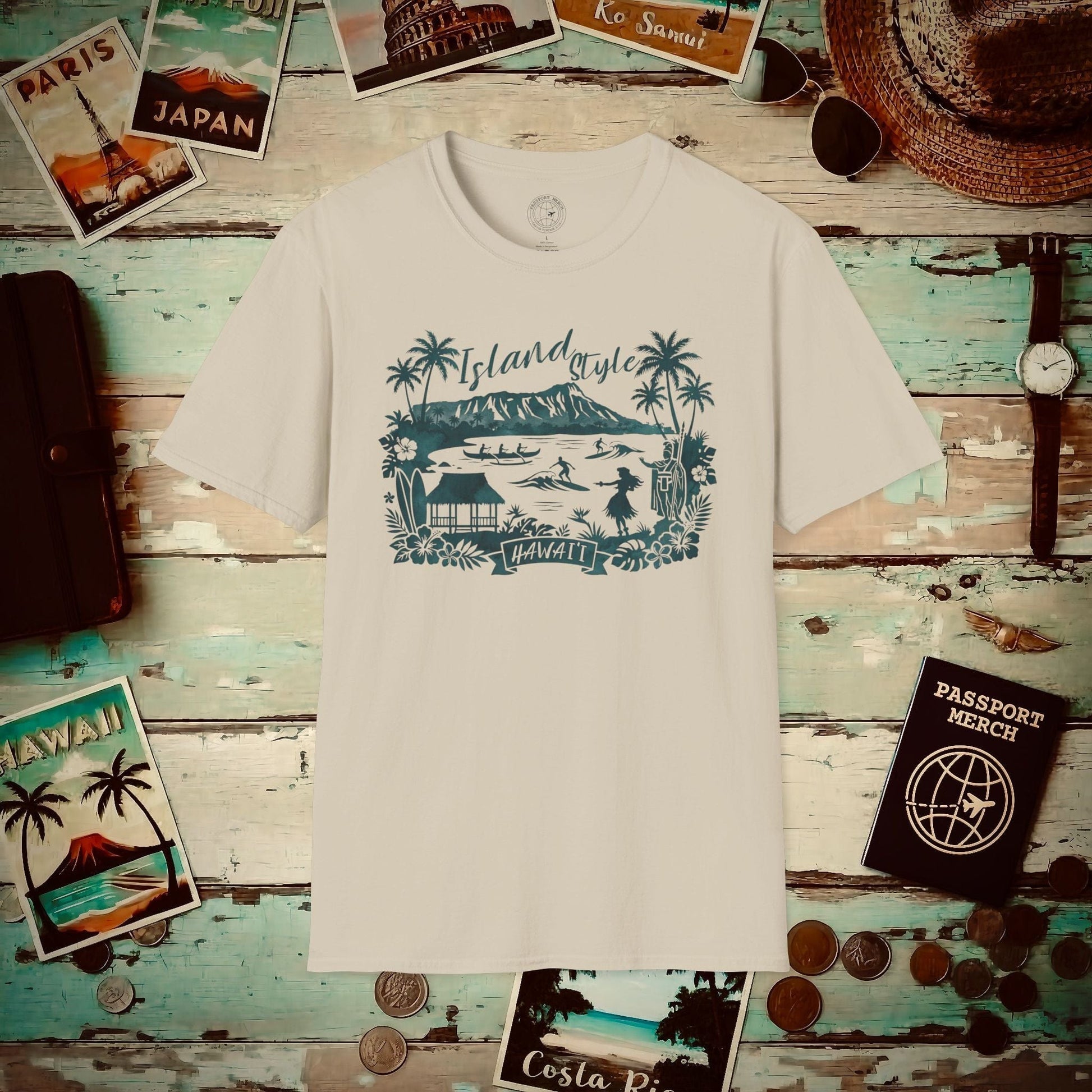 Island Style in Watercolor, Hawaii T-Shirt Sand / S