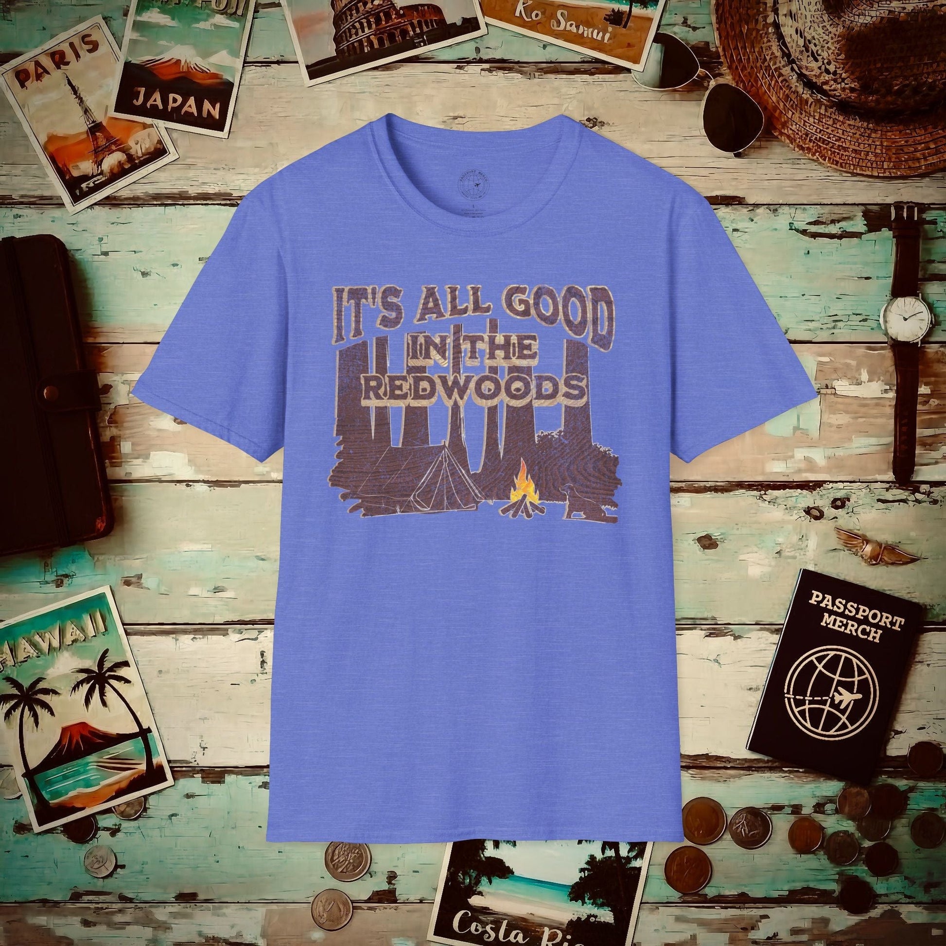 It's All Good in the Redwoods, California T-Shirt Heather Royal / S