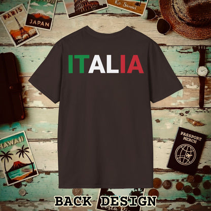 Italia Patriotism Italy Letter Flag Back Print T-Shirt Dark Chocolate / S