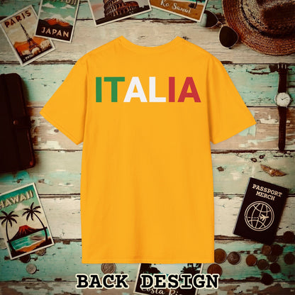 Italia Patriotism Italy Letter Flag Back Print T-Shirt Gold / S