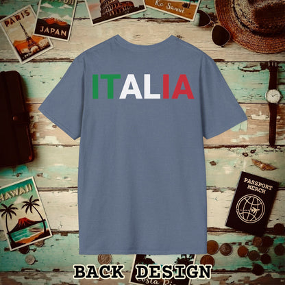 Italia Patriotism Italy Letter Flag Back Print T-Shirt Heather Indigo / S