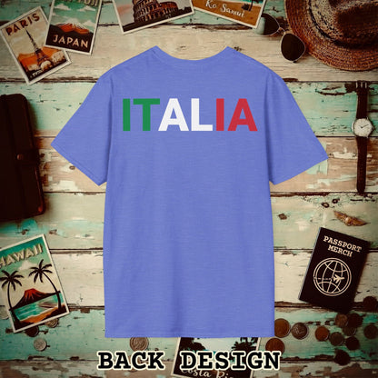 Italia Patriotism Italy Letter Flag Back Print T-Shirt Heather Royal / S