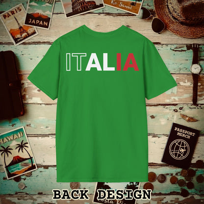 Italia Patriotism Italy Letter Flag Back Print T-Shirt Irish Green / S
