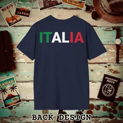 Italia Patriotism Italy Letter Flag Back Print T-Shirt Navy / S