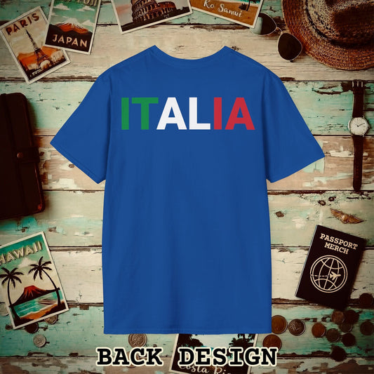 Italia Patriotism Italy Letter Flag Back Print T-Shirt Royal / S