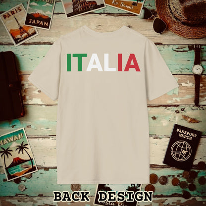 Italia Patriotism Italy Letter Flag Back Print T-Shirt Sand / S