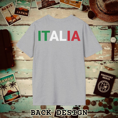 Italia Patriotism Italy Letter Flag Back Print T-Shirt Sport Grey / S