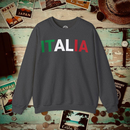 Italia Patriotism Italy Letter Flag Crewneck Dark Heather / S