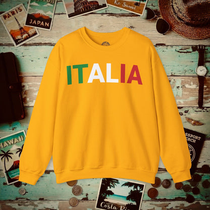 Italia Patriotism Italy Letter Flag Crewneck Gold / S