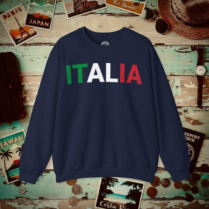 Italia Patriotism Italy Letter Flag Crewneck Navy / S