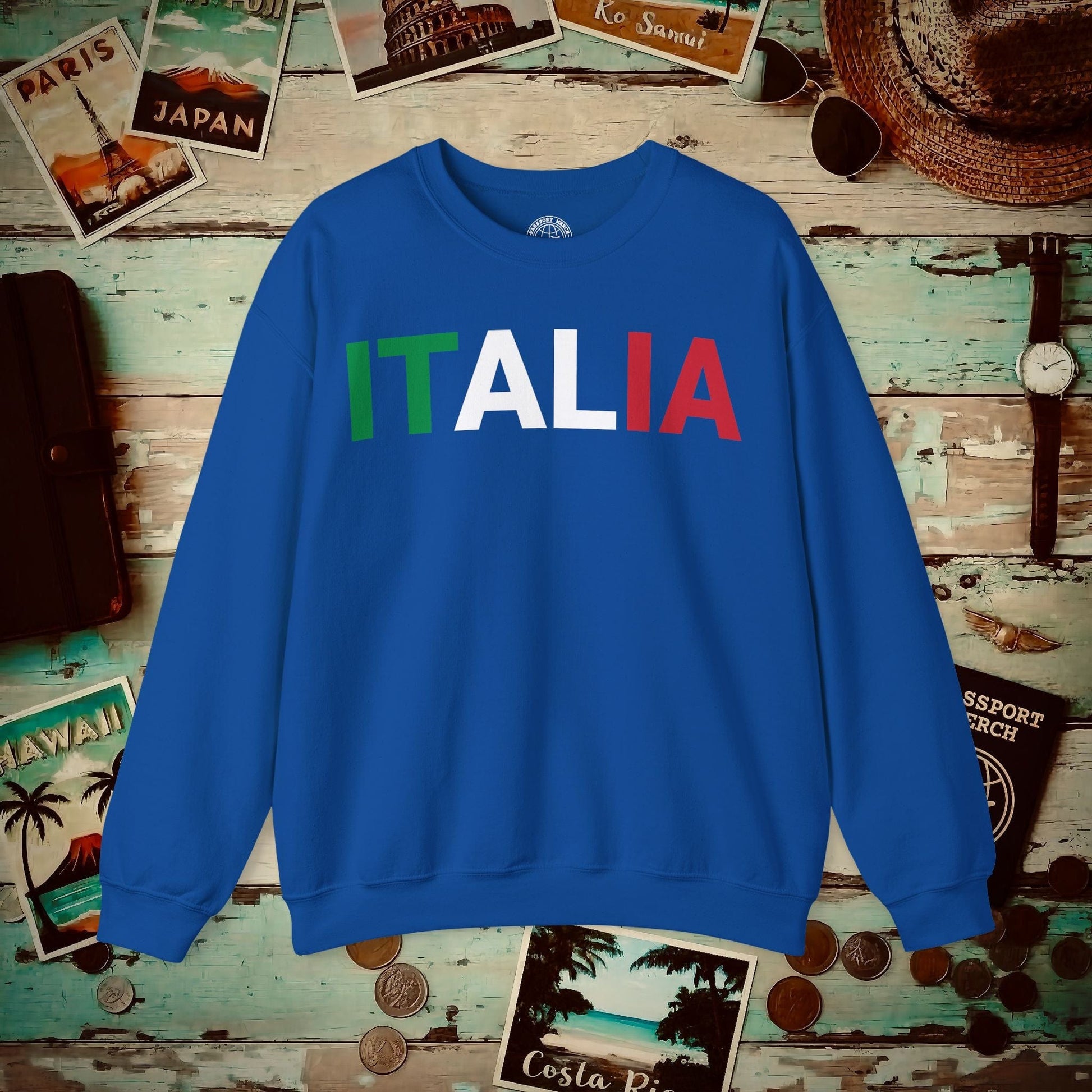 Italia Patriotism Italy Letter Flag Crewneck Royal / S