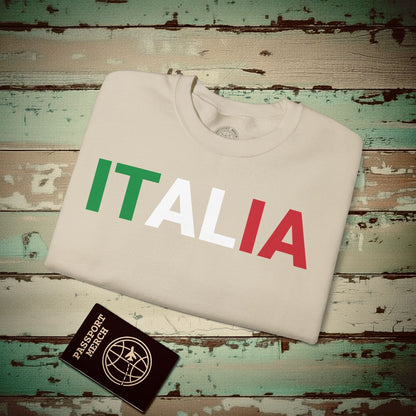 Italia Patriotism Italy Letter Flag Crewneck Sand / S