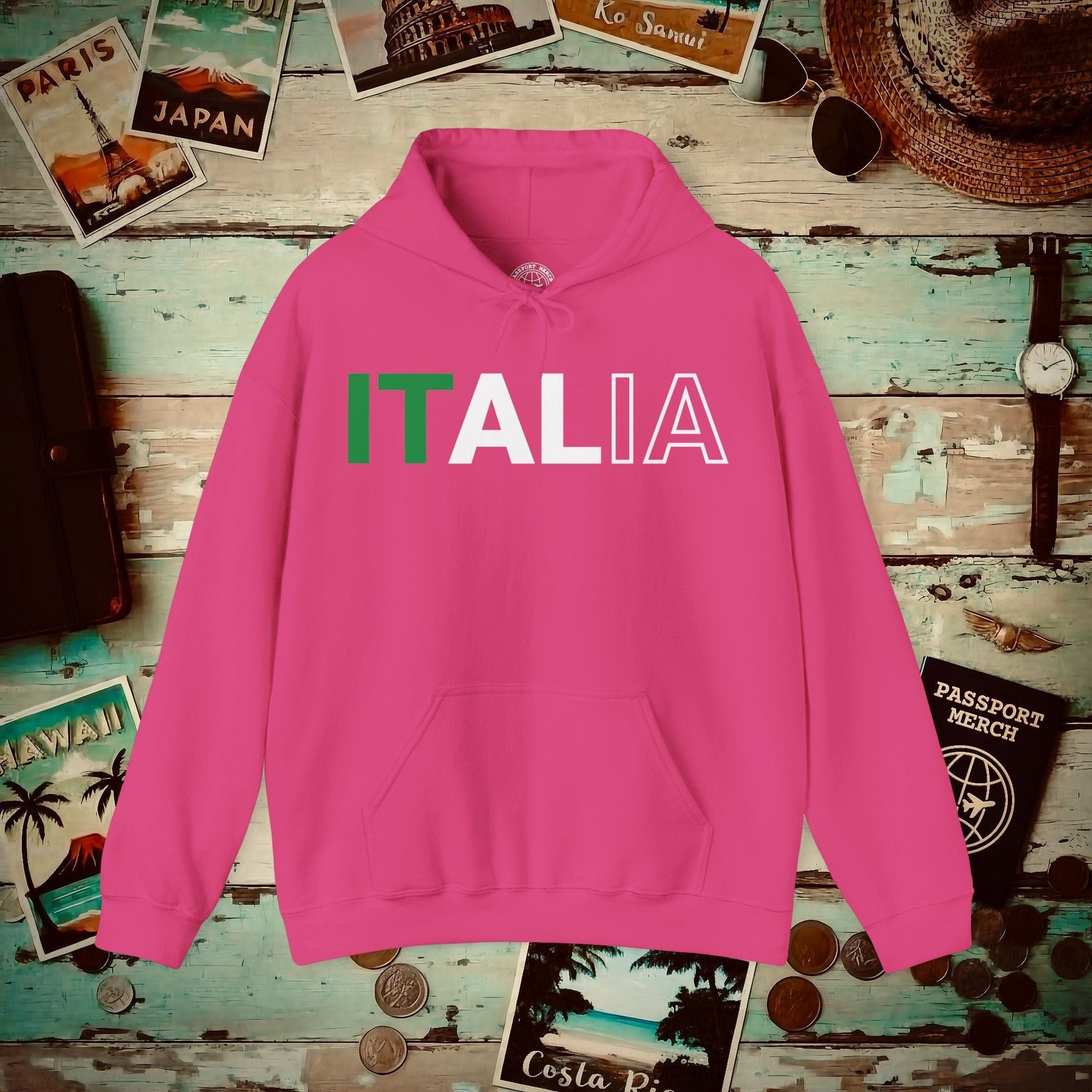 Italia Patriotism Italy Letter Flag Hoodie Heliconia / S
