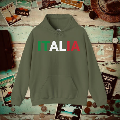 Italia Patriotism Italy Letter Flag Hoodie Military Green / S