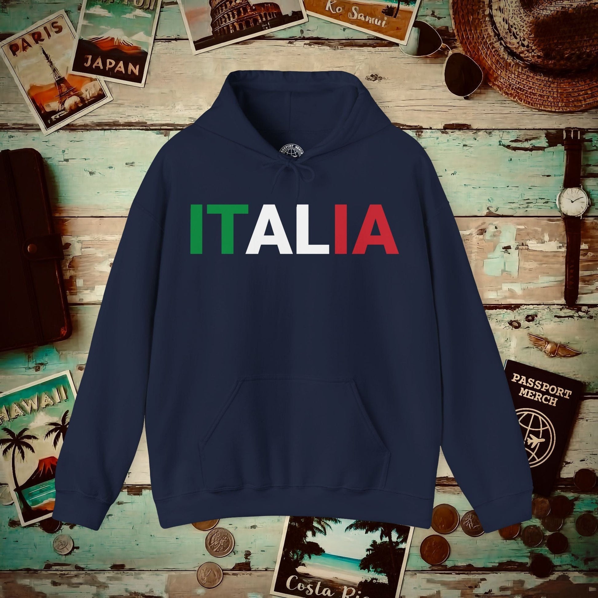 Italia Patriotism Italy Letter Flag Hoodie Navy / S