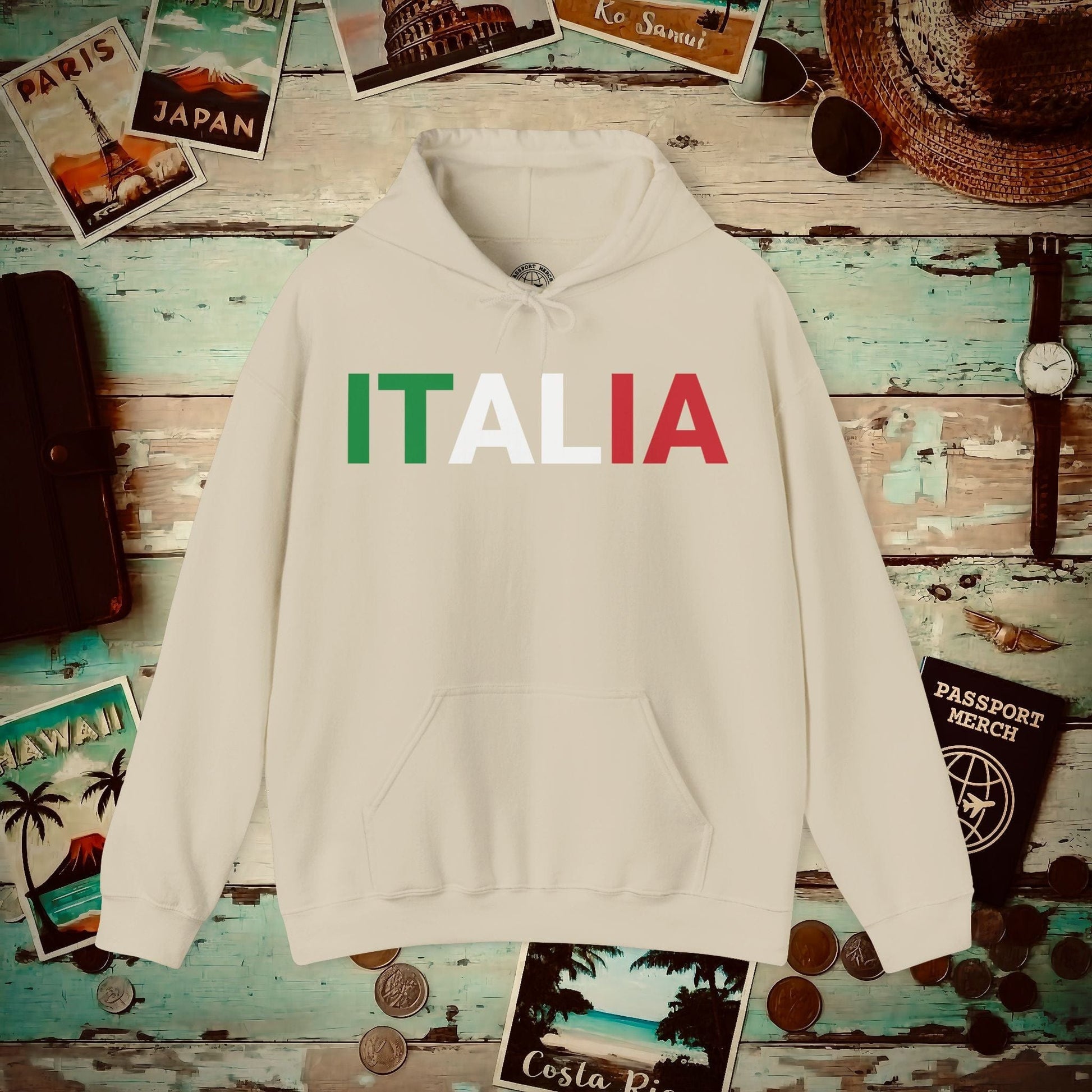 Italia Patriotism Italy Letter Flag Hoodie Sand / S