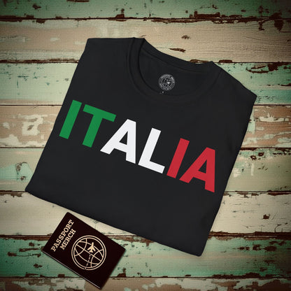 Italia Patriotism Italy Letter Flag T-Shirt Black / S