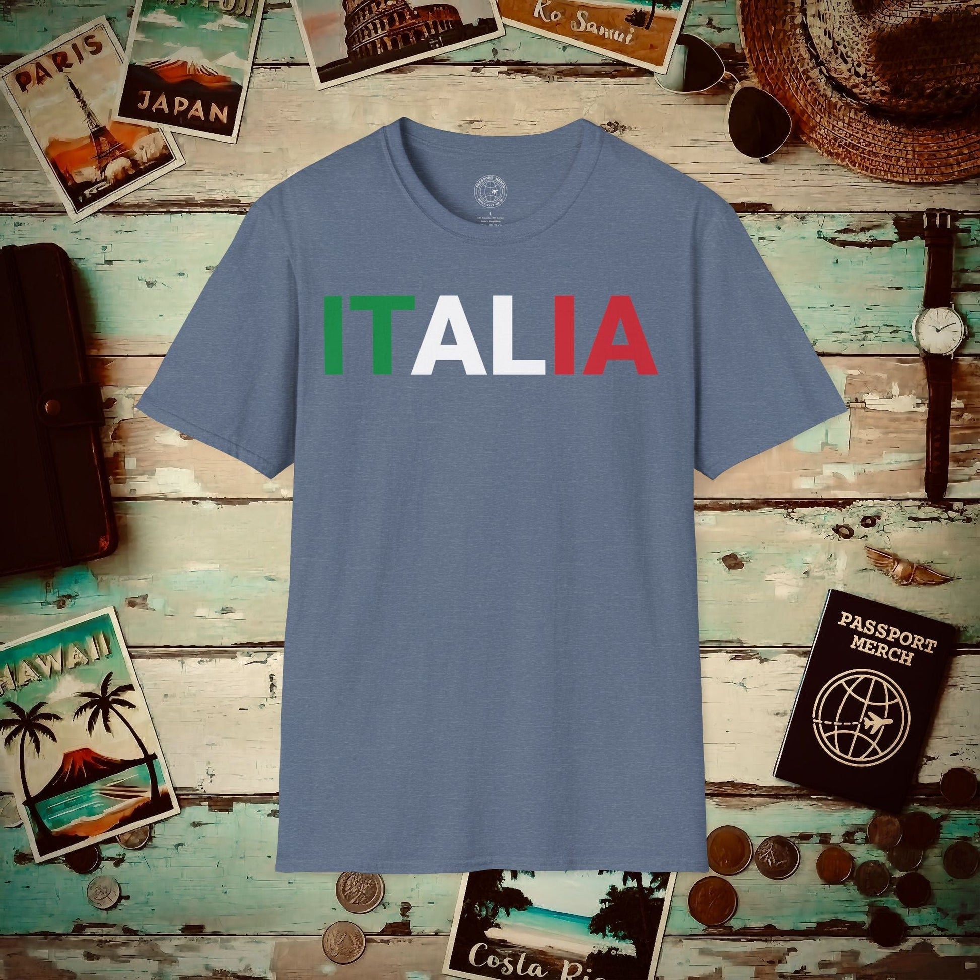 Italia Patriotism Italy Letter Flag T-Shirt Heather Indigo / S