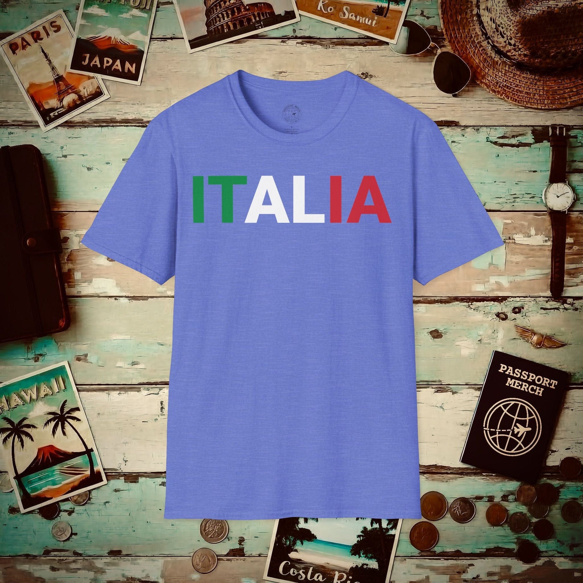 Italia Patriotism Italy Letter Flag T-Shirt Heather Royal / S