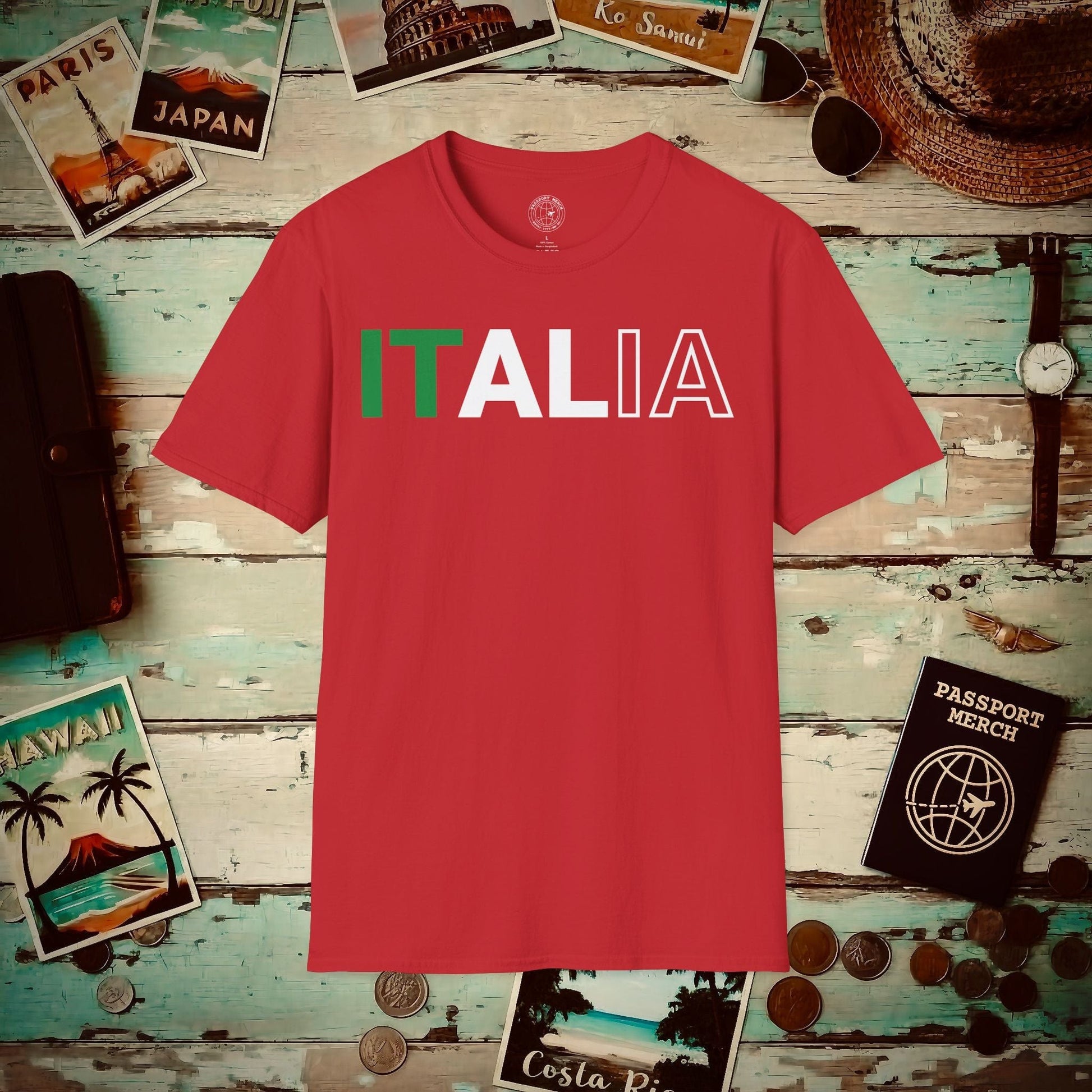 Italia Patriotism Italy Letter Flag T-Shirt Red / S