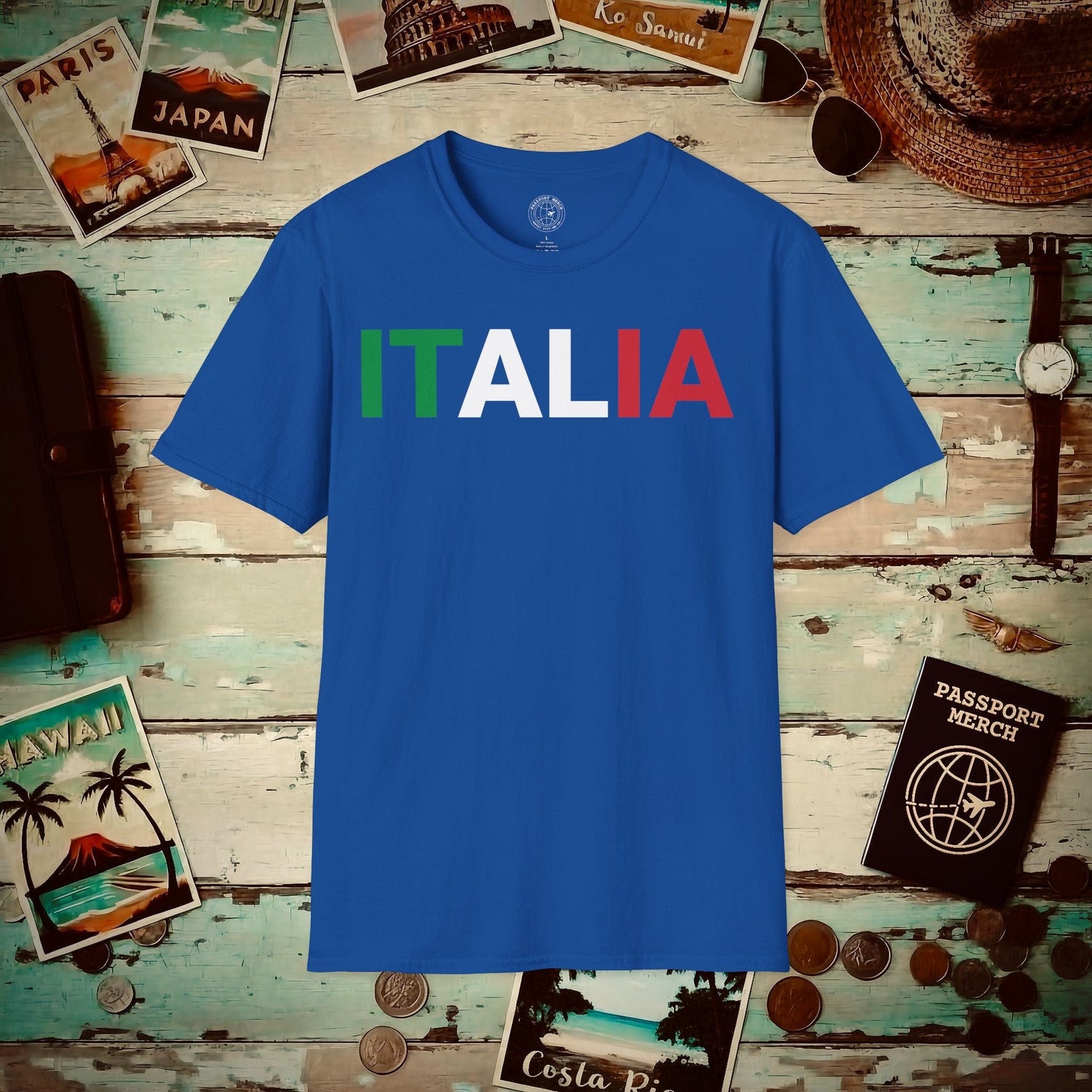 Italia Patriotism Italy Letter Flag T-Shirt Royal / S