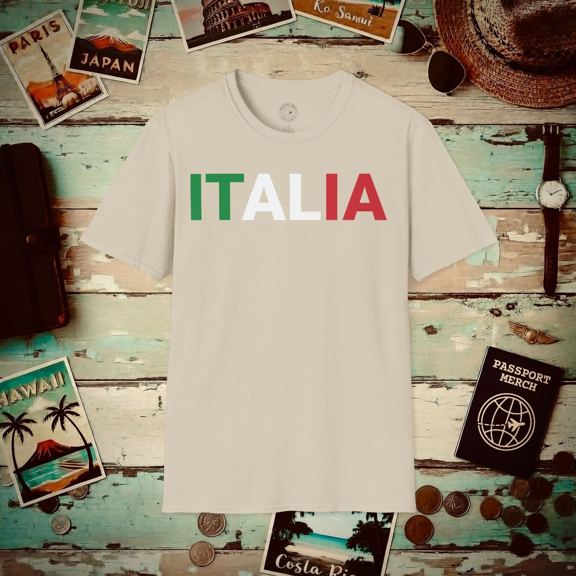 Italia Patriotism Italy Letter Flag T-Shirt Sand / S